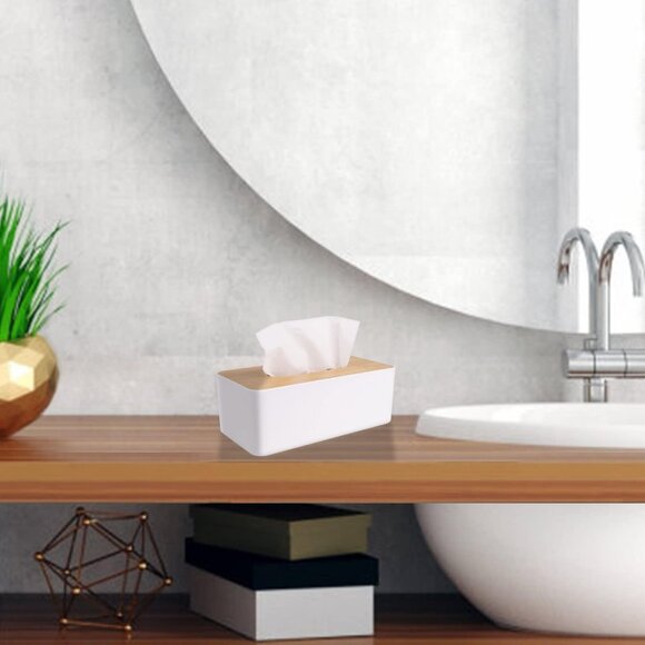 Tissue Box Holder for Bathrooms,Bamboo Cover Plate,Home and Office1 Pack - Picture 4 of 7